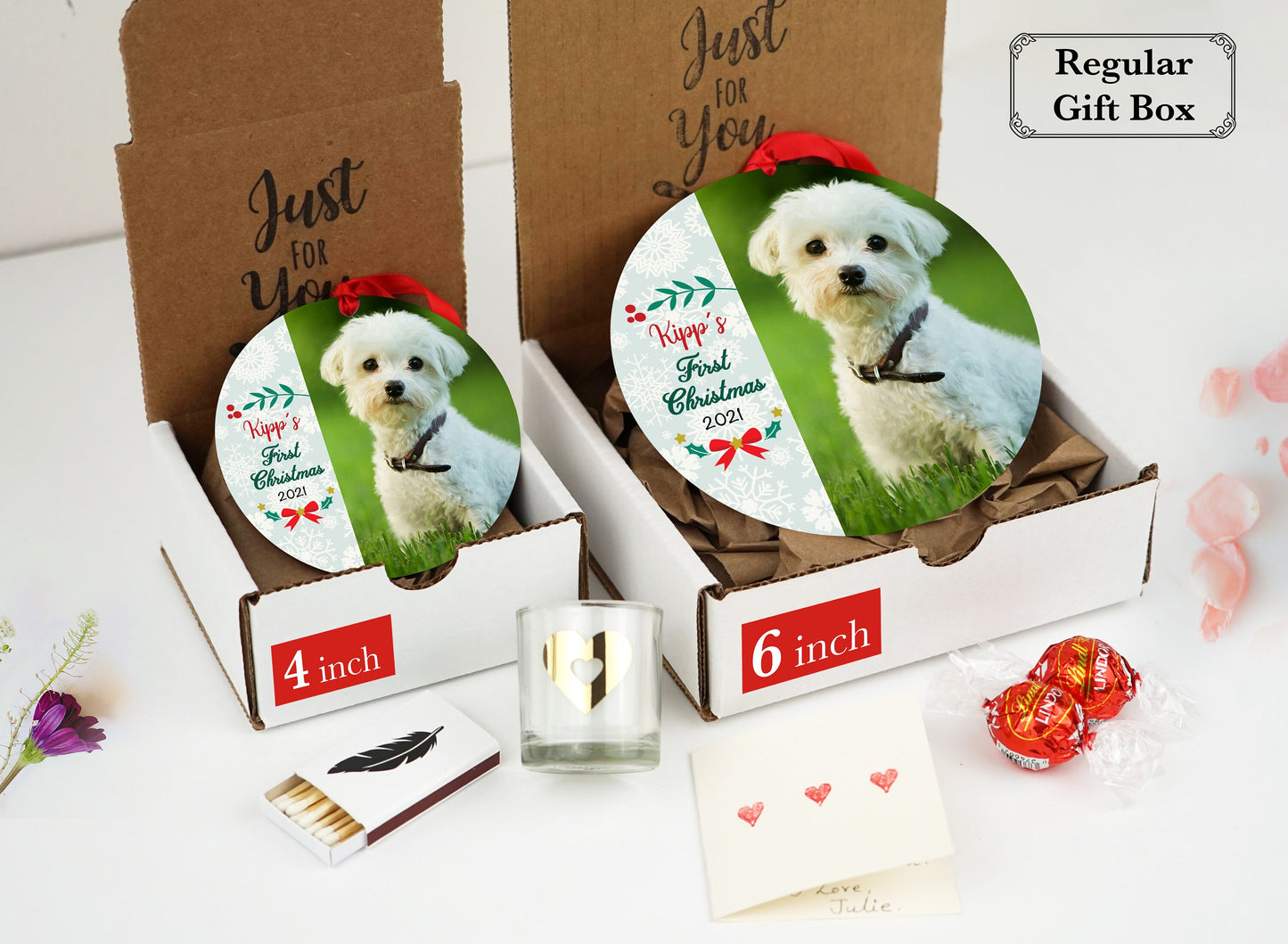 Personalized Dog's First Christmas Ornament - 4" or 6 (JUMBO)" - Custom Christmas Ornament - New Dog Gift for Christmas 2021- Dog Lover GIft