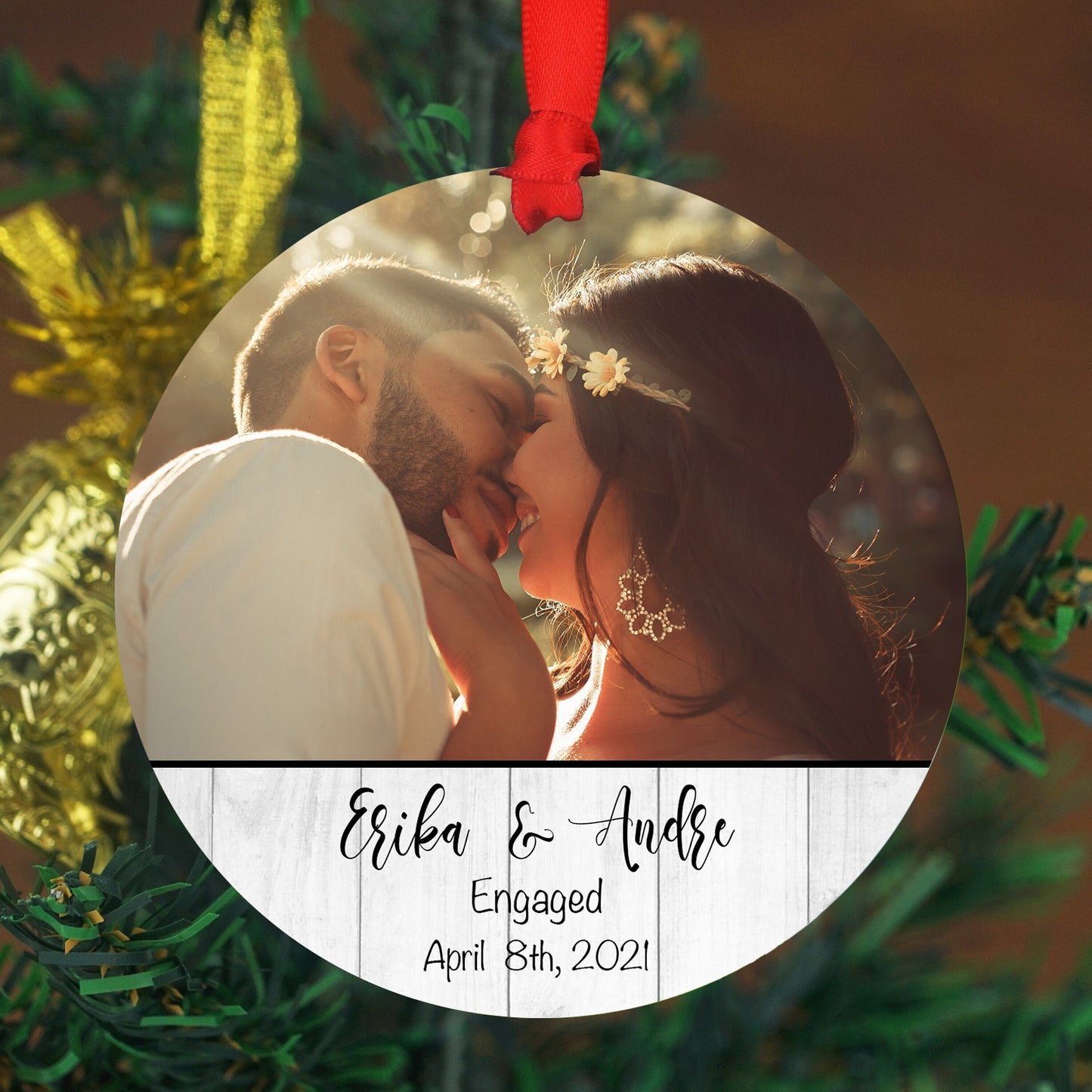 Personalized Engaged Ornament, Custom Christmas Marriage Ornament Picture 2021, Christmas Photo 2020 Ornament, Gift for Newly Married