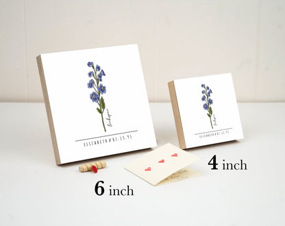 Personalized Birth Flower Gift - 4" or 6" Photo Block - New Baby Gift - Gifts For Her - First Birthday Gift - Birth Month Flower - Shiner Photo