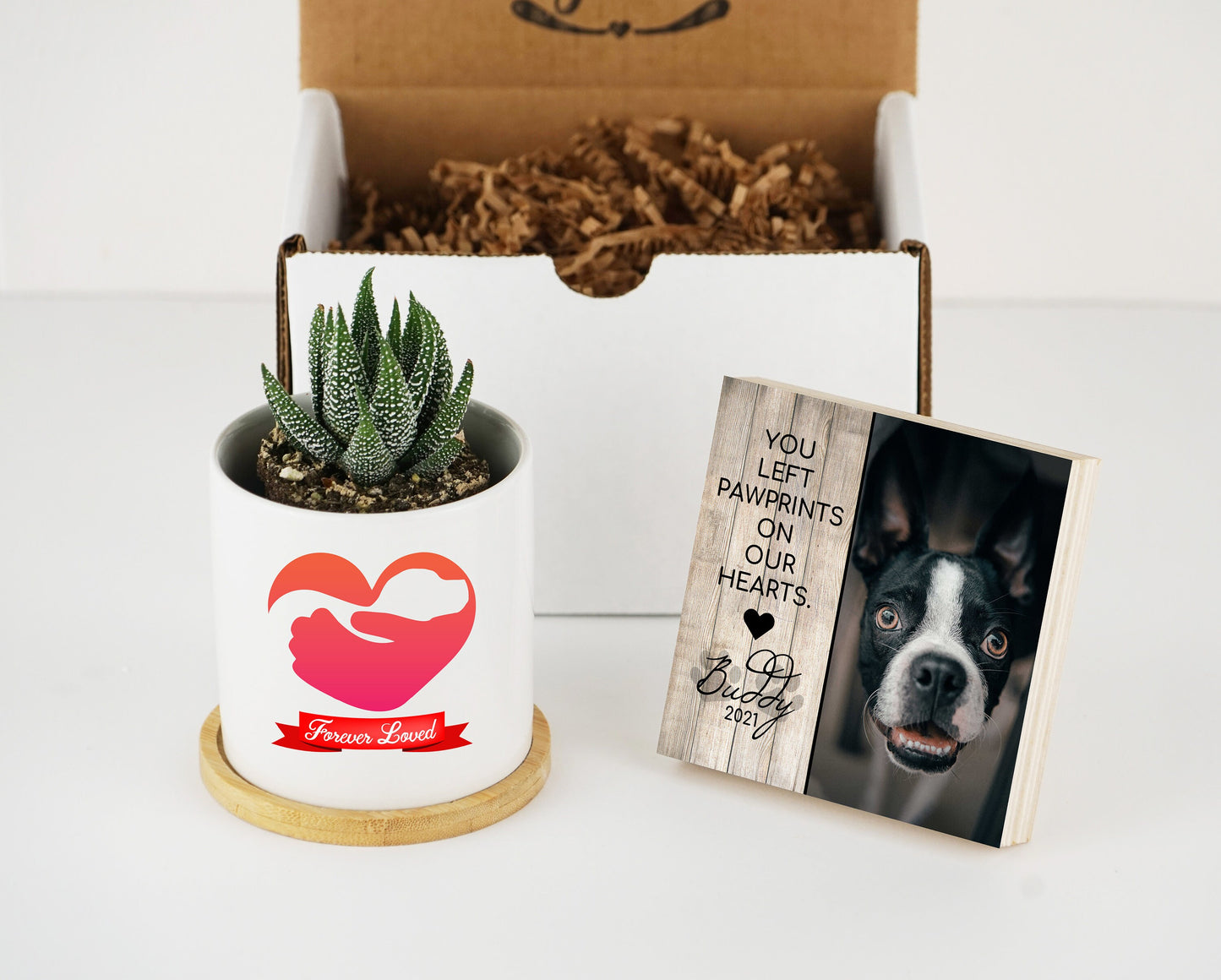 Personalized Pet Memorial Printed - Photo Block + Planter - Dog Loss Gift - Dog Memorial Frame - Pet Loss Gift Dog - Pet Memorial Gift Box
