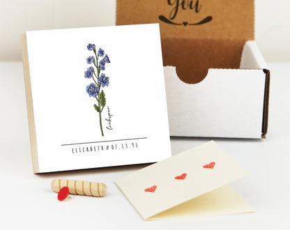 Personalized Birth Flower Gift - 4" or 6" Photo Block - New Baby Gift - Gifts For Her - First Birthday Gift - Birth Month Flower - Shiner Photo