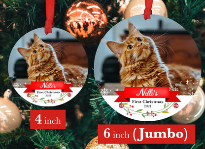Cat's First Christmas Ornament - Photo Ornament - Christmas Ornament- Personalized Christmas Ornament - First ChristmasShinerDecor