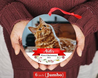 Cat's First Christmas Ornament - Photo Ornament - Christmas Ornament- Personalized Christmas Ornament - First ChristmasShinerDecor
