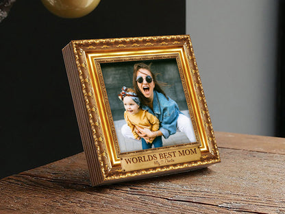 Personalized Gift For Mom - 4" or 6" NOT GOLD FRAME Photo Block - Personalized Mother's Day Gift Frame - Faux Gold Photo Frame - Custom MomShinerDecor