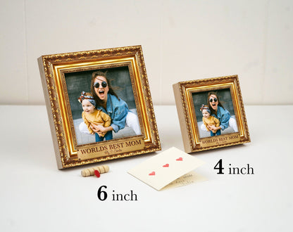 Personalized Gift For Mom - 4" or 6" NOT GOLD FRAME Photo Block - Personalized Mother's Day Gift Frame - Faux Gold Photo Frame - Custom MomShinerDecor