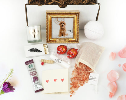 Gold Frame Style Dog Memorial Photo Block, Personalized - Shiner Photo