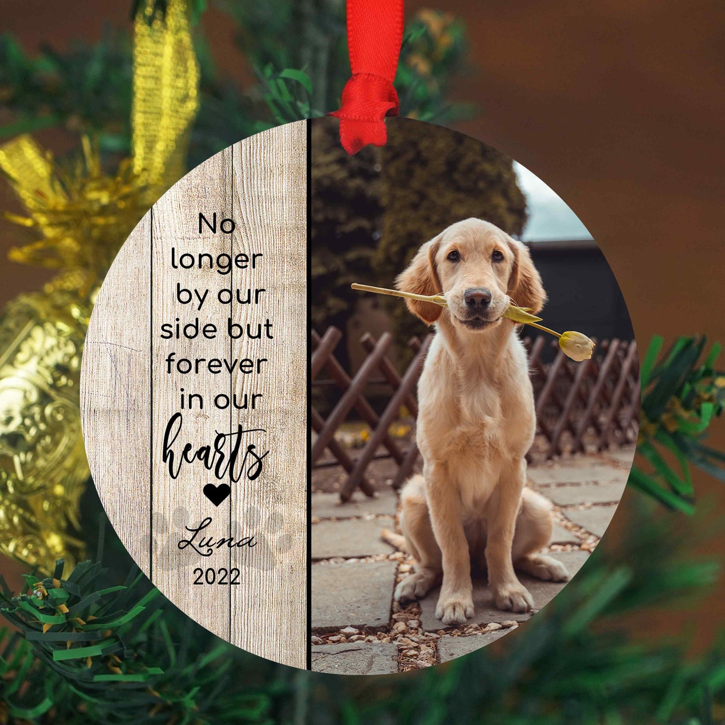 Personalized Pet Sympathy Gift JUMBO Ornament - Free Shipping - 4" or 6" Personalized Christmas Ornament - Dog Memorial Photo, Dog Loss Gift