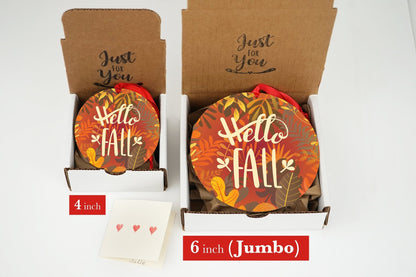 Hello Fall Home Decor - Photo Ornament - 4inch or 6inch - Fall Decorations - Fall Decor Sign - Hello Fall Sign - fall wood sign - Fall SignShinerDecor