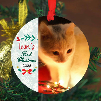 Cat's First Christmas Ornament - Photo Ornament - Christmas Ornament- Personalized Pet Christmas Ornament - Personalized Tree Decorations