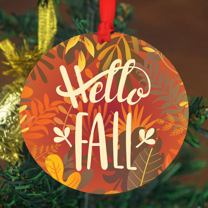 Hello Fall Home Decor - Photo Ornament - 4inch or 6inch - Fall Decorations - Fall Decor Sign - Hello Fall Sign - fall wood sign - Fall SignShinerDecor