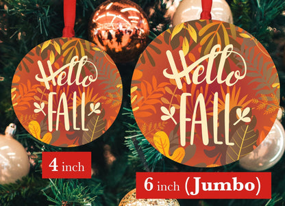 Hello Fall Home Decor - Photo Ornament - 4inch or 6inch - Fall Decorations - Fall Decor Sign - Hello Fall Sign - fall wood sign - Fall SignShinerDecor