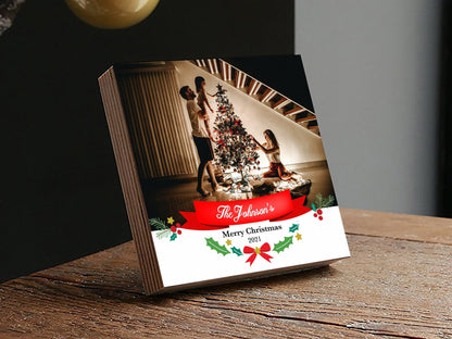Personalized Family Photo Gift Box - 4" or 6" Photo Block w/ Handwritten Card - Housewarming Gift - Gift For Family - Gift For HimShinerDecor