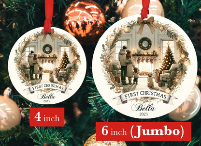 Dog's First Christmas Ornament - 4" or 6" - Family Christmas Ornament - Personalized Christmas Ornament - First Christmas - Pet Christmas - Shiner Photo
