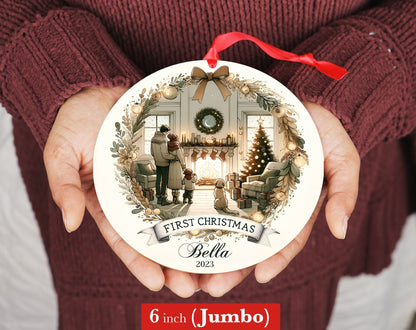Dog's First Christmas Ornament - 4" or 6" - Family Christmas Ornament - Personalized Christmas Ornament - First Christmas - Pet Christmas - Shiner Photo